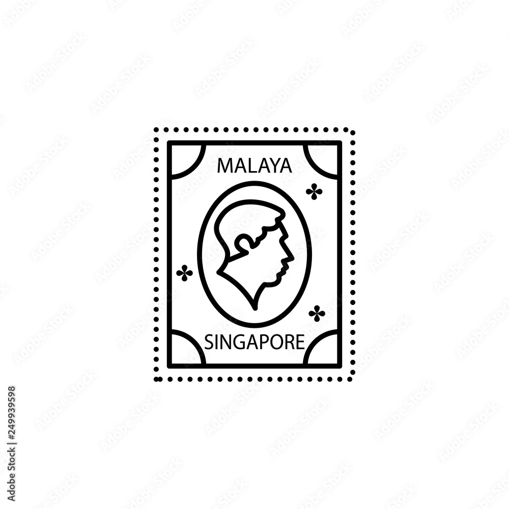 Passport stamp, visa, Malaya, Singapore icon. Element of passport stamp for mobile concept and web apps icon. Thin line icon for website design and development