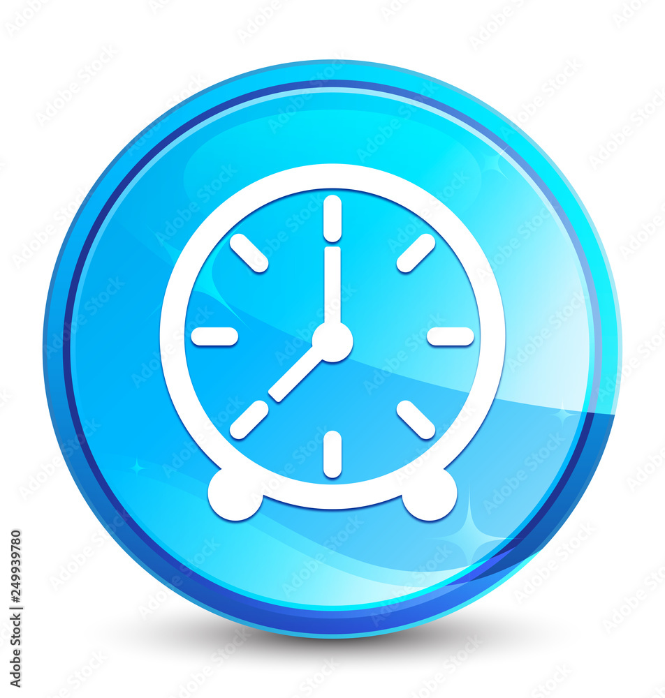 Clock icon splash natural blue round button Clock icon splash natural blue round button