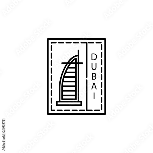 Passport stamp, visa, Dubai icon. Element of passport stamp for mobile concept and web apps icon. Thin line icon for website design and development