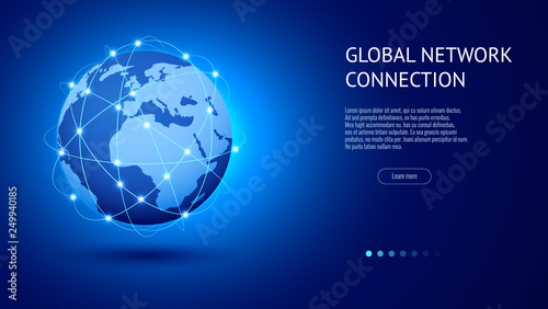 Global network connection concept. Best Internet, global business. World map point and line composition vector illustration photo