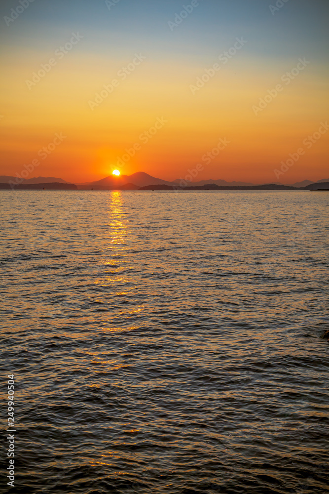 The sunrise of Lacco Ameno bay in Ischia island