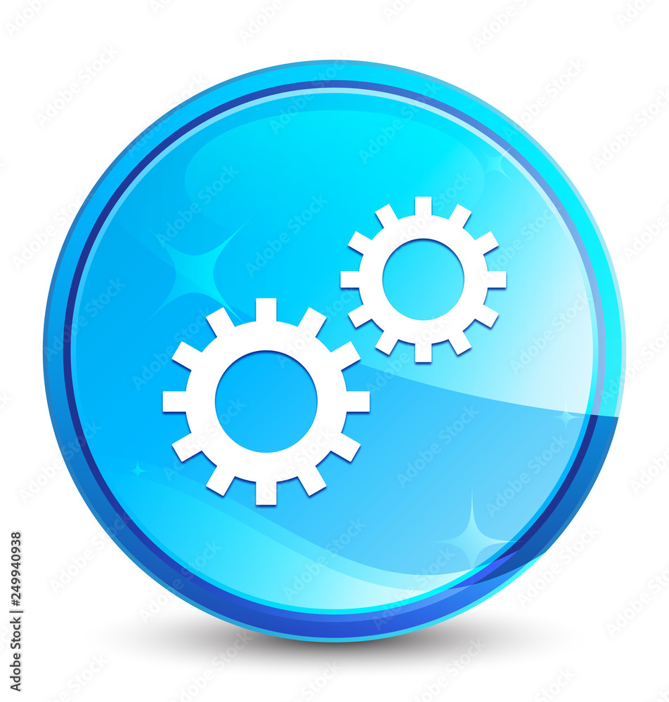 Process icon splash natural blue round button Process icon splash natural blue round button
