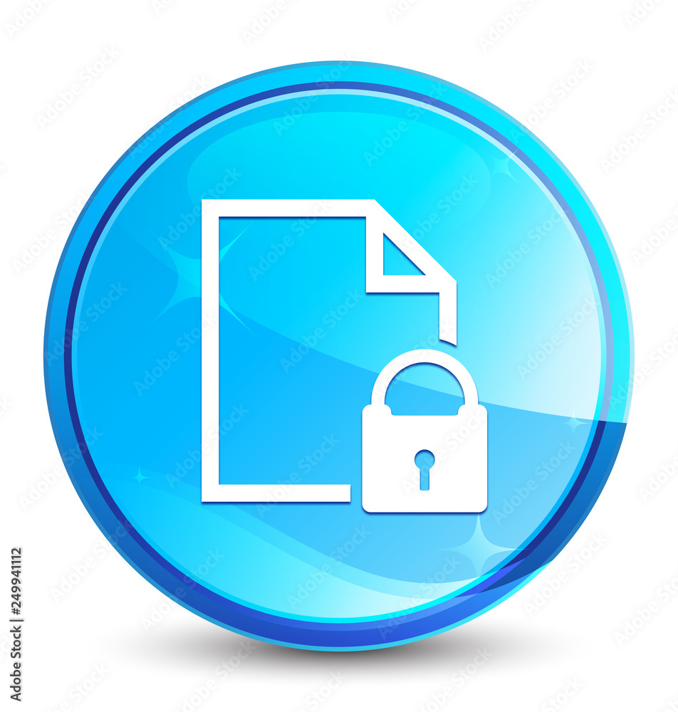 Secure document icon splash natural blue round button Secure document icon splash natural blue round button