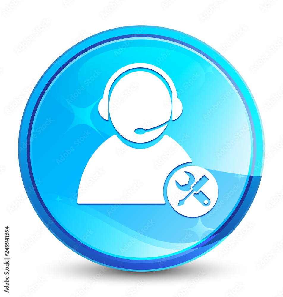 Tech support icon splash natural blue round button Tech support icon splash natural blue round button