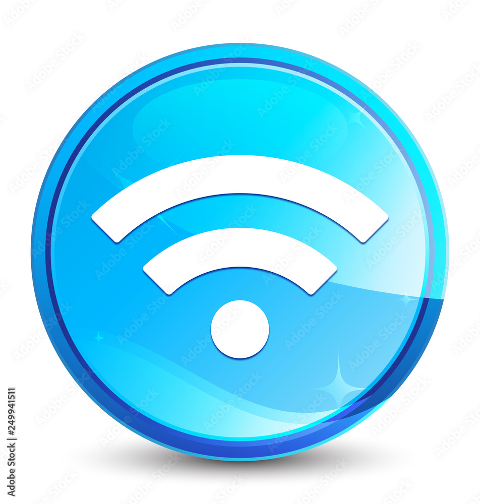 Wifi icon splash natural blue round button Wifi icon splash natural blue round button