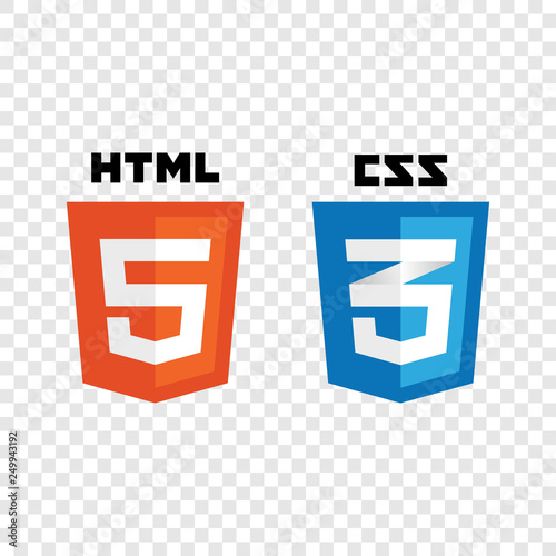 Web development shield signs: html5, css3. Vector illustration.