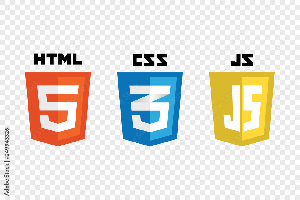 Vetor de vector collection of web development shield signs: html5, css3 ...