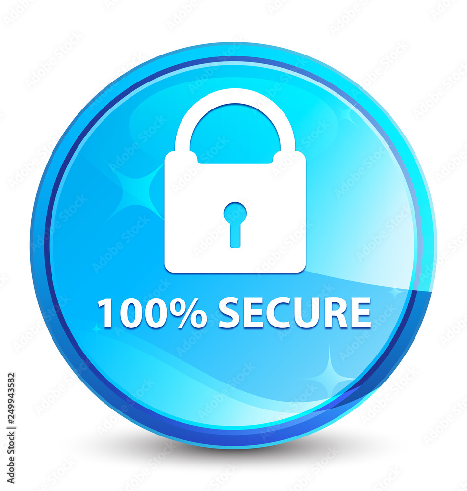 100% secure splash natural blue round button 100% secure splash natural blue round button