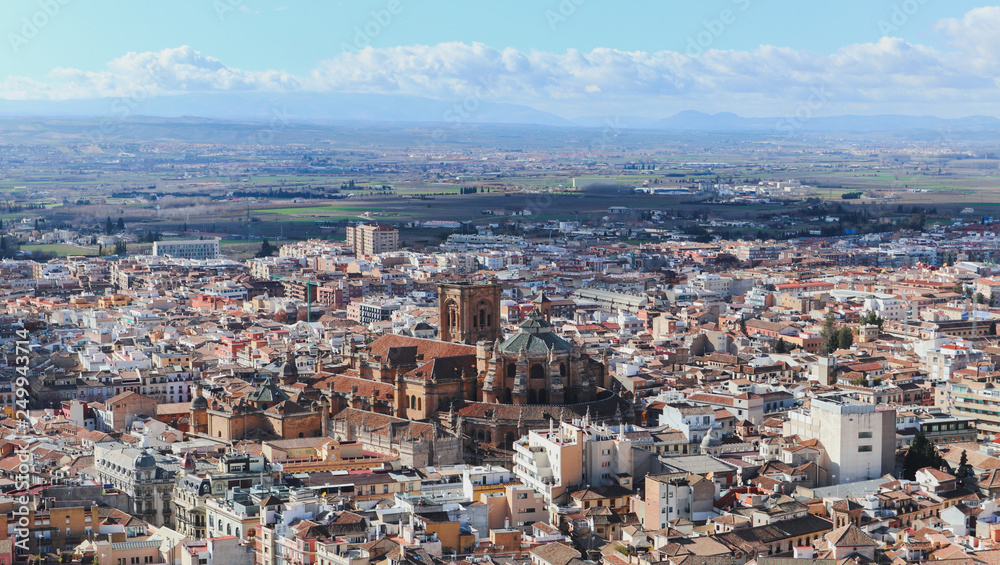 Cathedral of Granada, view from Alhambra 