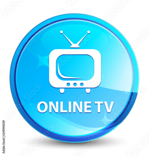 Online tv splash natural blue round button