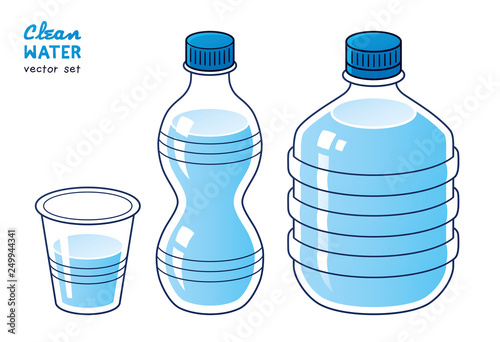 Water bottles and glass isolated