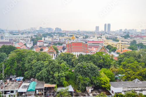 BANGKOK, THAILAND, Golden mountain, phu khao thong or Wat Saket, an ancient pagoda at Wat Saket temple in Bangkok, Thailand. South East Asia, Tourism, Atraciton