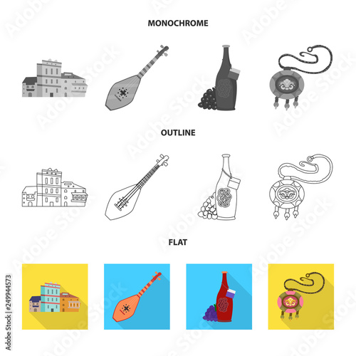 Vector illustration of culture and sightseeing sign. Set of culture and originality stock symbol for web.