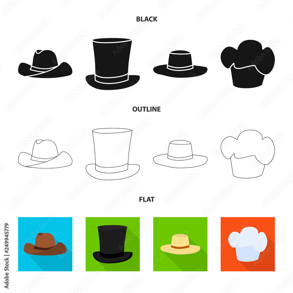 Fototapeta premium Vector illustration of clothing and cap sign. Collection of clothing and beret stock symbol for web.