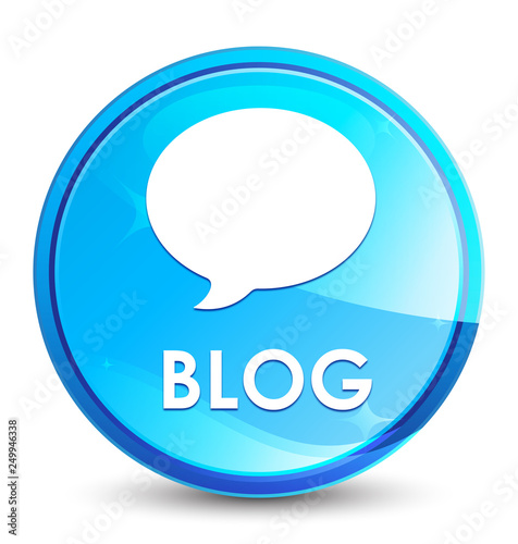 Blog (conversation icon) splash natural blue round button