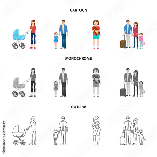 Vector illustration of character and avatar icon. Collection of character and portrait stock symbol for web.