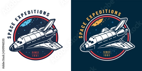 Vintage colorful space round emblem
