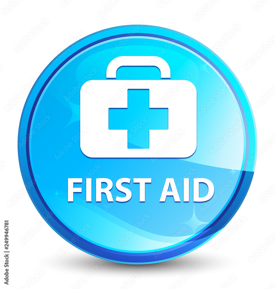 First aid splash natural blue round button First aid splash natural blue round button