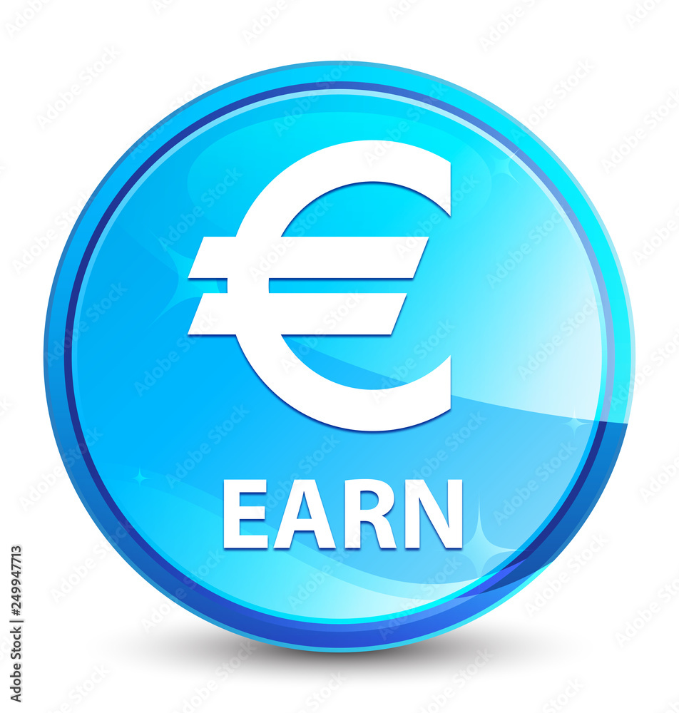 Earn (euro sign) splash natural blue round button Earn (euro sign) splash natural blue round button