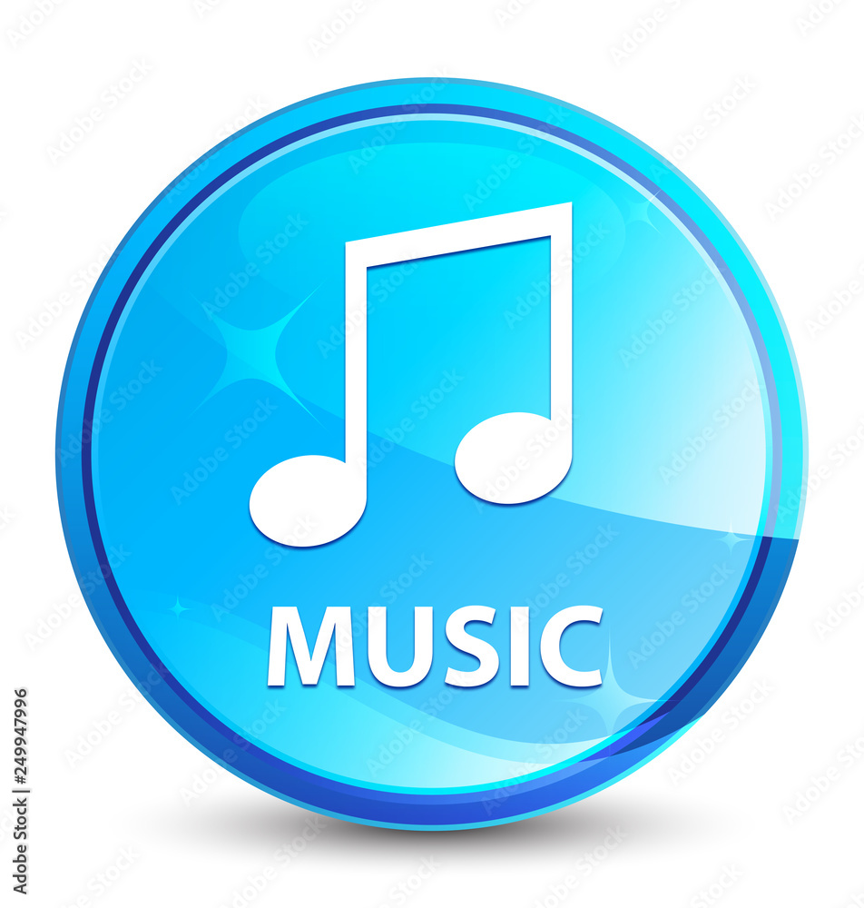 Music (tune icon) splash natural blue round button Music (tune icon) splash natural blue round button