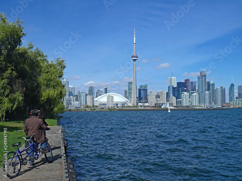 The Toronto Island Park has cycling trails and great views of the city skyline across the harbor.