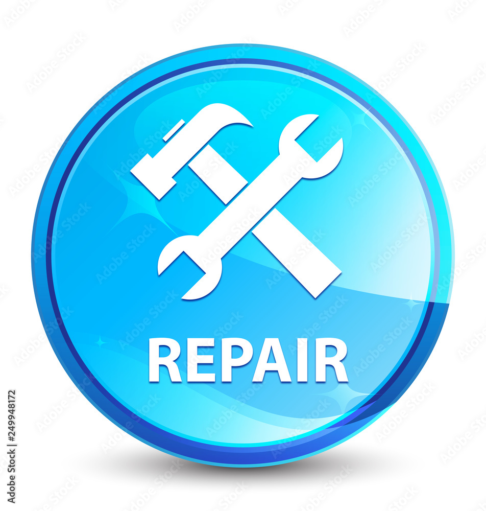 Repair (tools icon) splash natural blue round button Repair (tools icon) splash natural blue round button