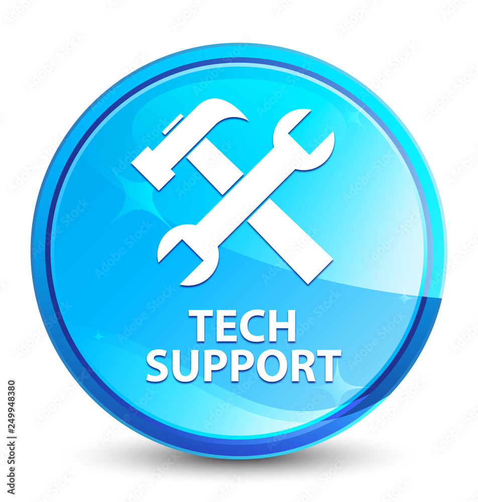 Tech support (tools icon) splash natural blue round button Tech support (tools icon) splash natural blue round button