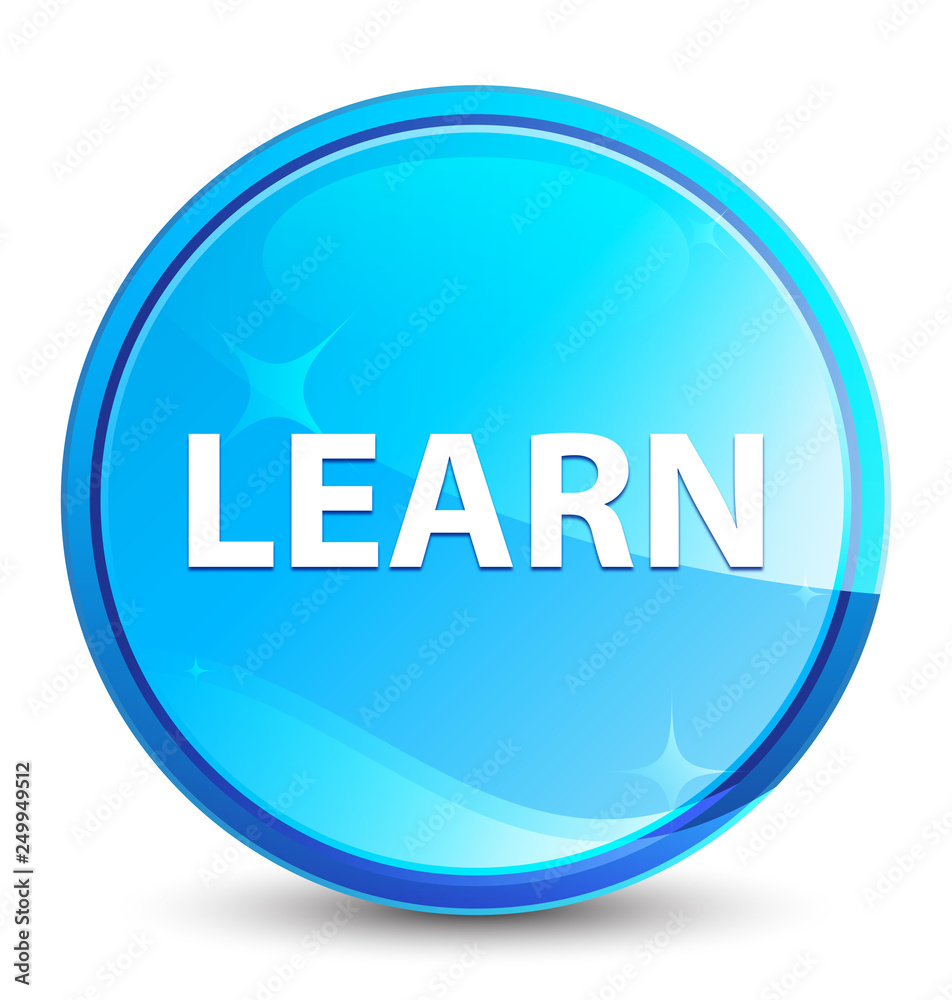 Learn splash natural blue round button Learn splash natural blue round button