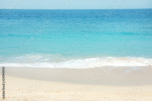 Picturesque view of beautiful sandy beach on sunny day