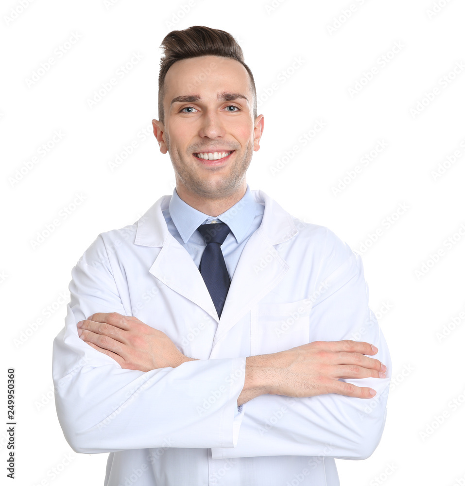 Portrait of male dentist on white background Portrait of male dentist on white background