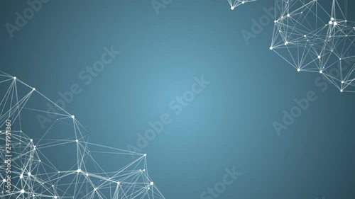 Links of white lines.Techno background.Futuristic interface with running code text.Good for tech titles, news headline.Seamless loop.