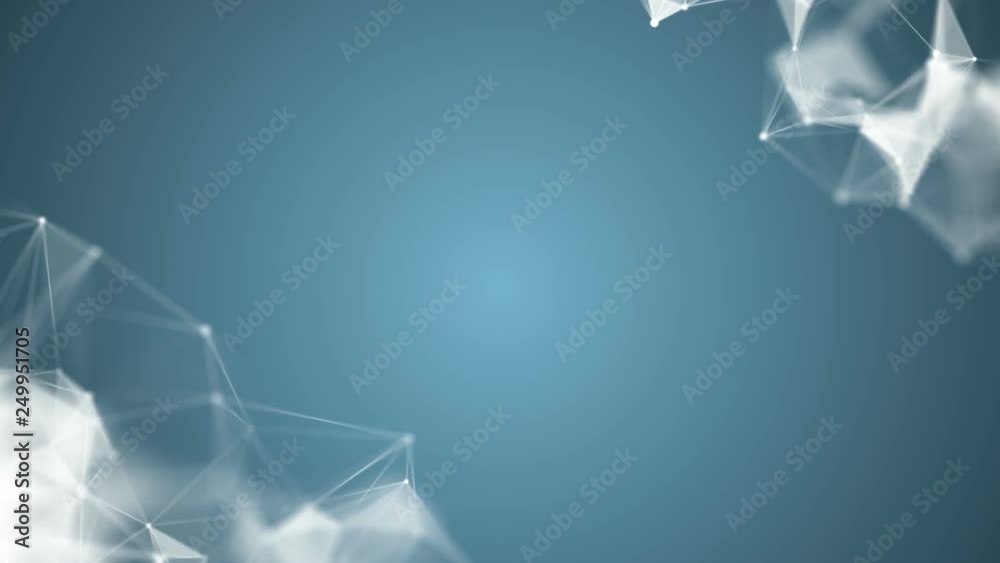 White clouds on blue.Abstract digital background made of different shapes with hight detailed elements. Rich details and depth of field effect. Geometry lines with dashes and glow.Seamless loop.