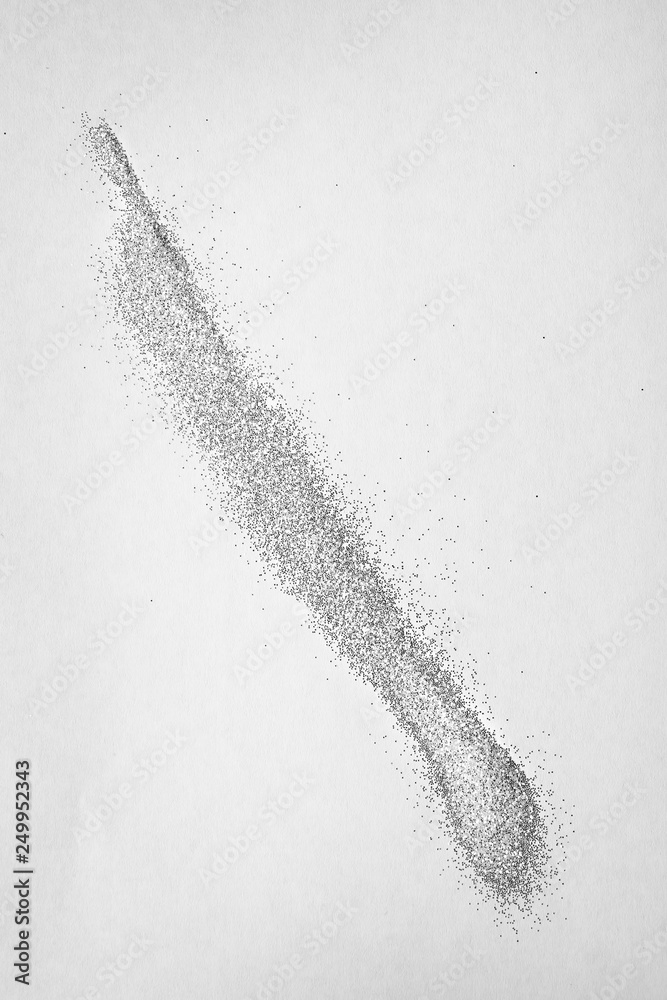Fototapeta premium Line made of shiny silver glitter on white background, top view