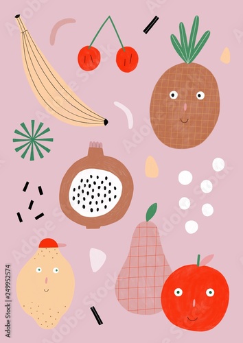 Happy fruits pattern 