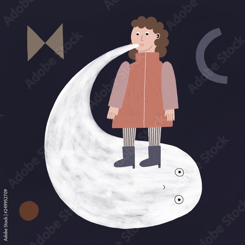 Floating girl with a ghost