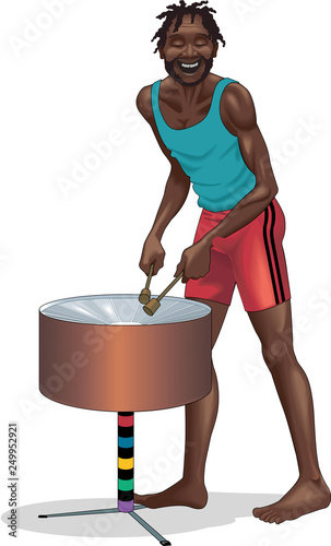 Jamaican Drummer Vector Illustration