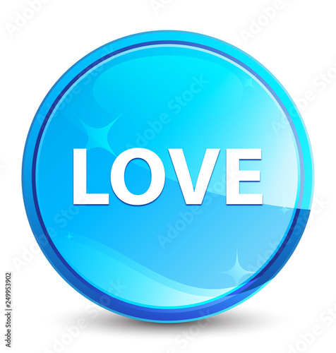Love splash natural blue round button