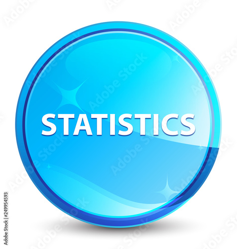Statistics splash natural blue round button