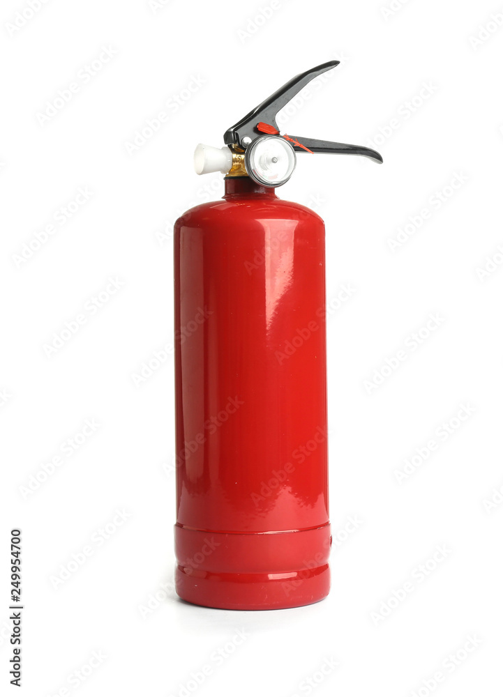 Fire extinguisher on white background. Safety tools for construction