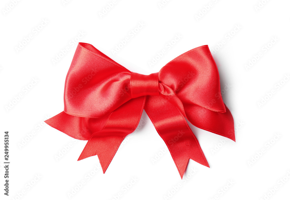 Beautiful red ribbon bow on white background. Festive decoration Beautiful red ribbon bow on white background. Festive decoration