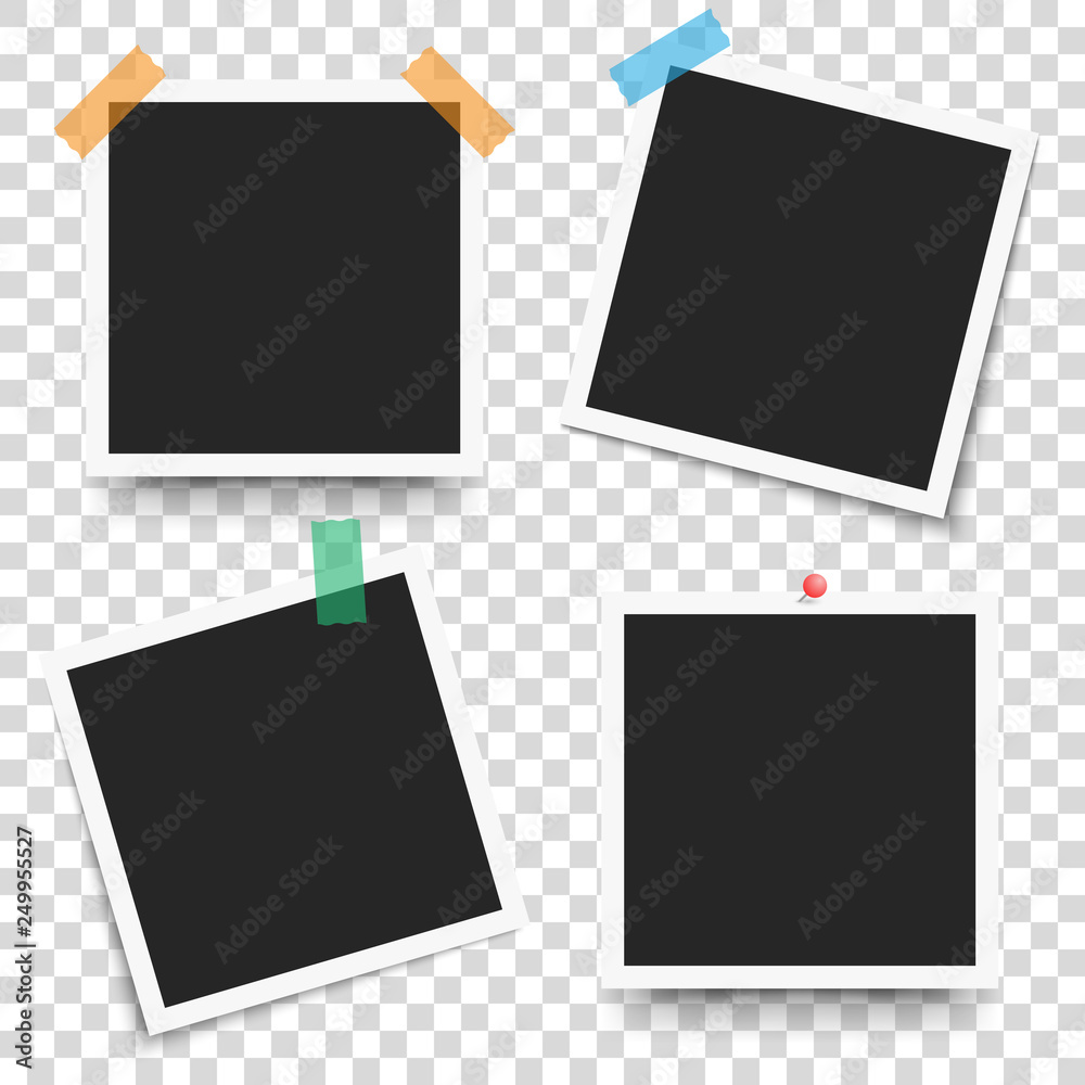 Set of template retro frame photo on transparent background. Vector illustration for your photos or text. Scrapbook design. Set of template retro frame photo on transparent background. Vector illustration for your photos or text. Scrapbook design.
