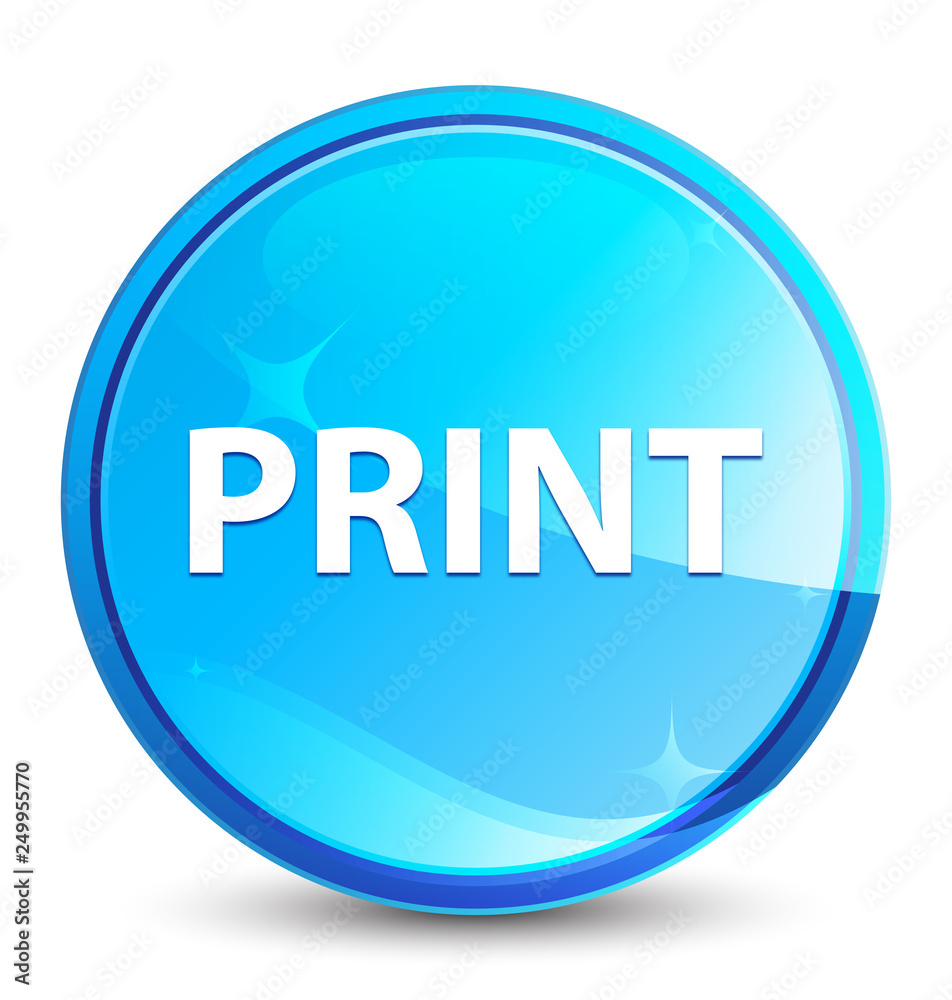 Print splash natural blue round button Print splash natural blue round button