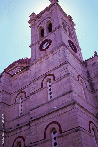 The domed church of Panagitsa on the seafront at Aegina Town on the Greek island of Aegina