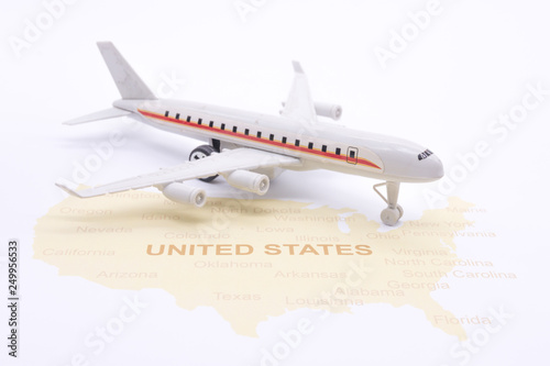 Airplane on map American