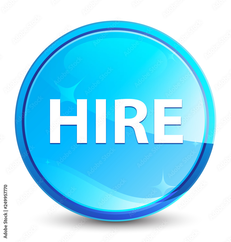 Hire splash natural blue round button Hire splash natural blue round button