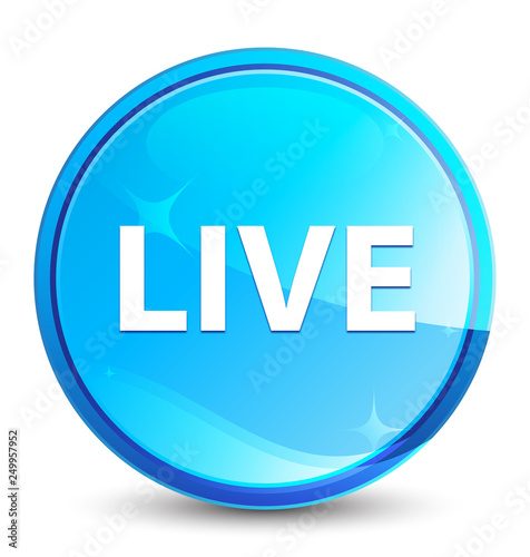 Live splash natural blue round button