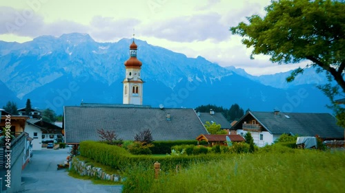 Beautiful summer view to Alps in small village in Tirol, Austria