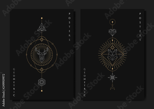 Geometric astrological symbols tarot card