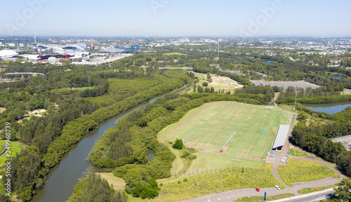 Sydney Olympic archers park and Haslams creek, an offshoot of the Parramatta river.