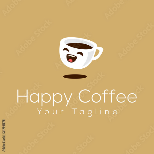 happy coffee cup logo